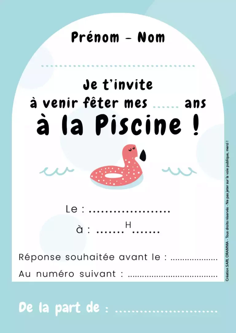 invitation anniversaire piscine aqualis verso