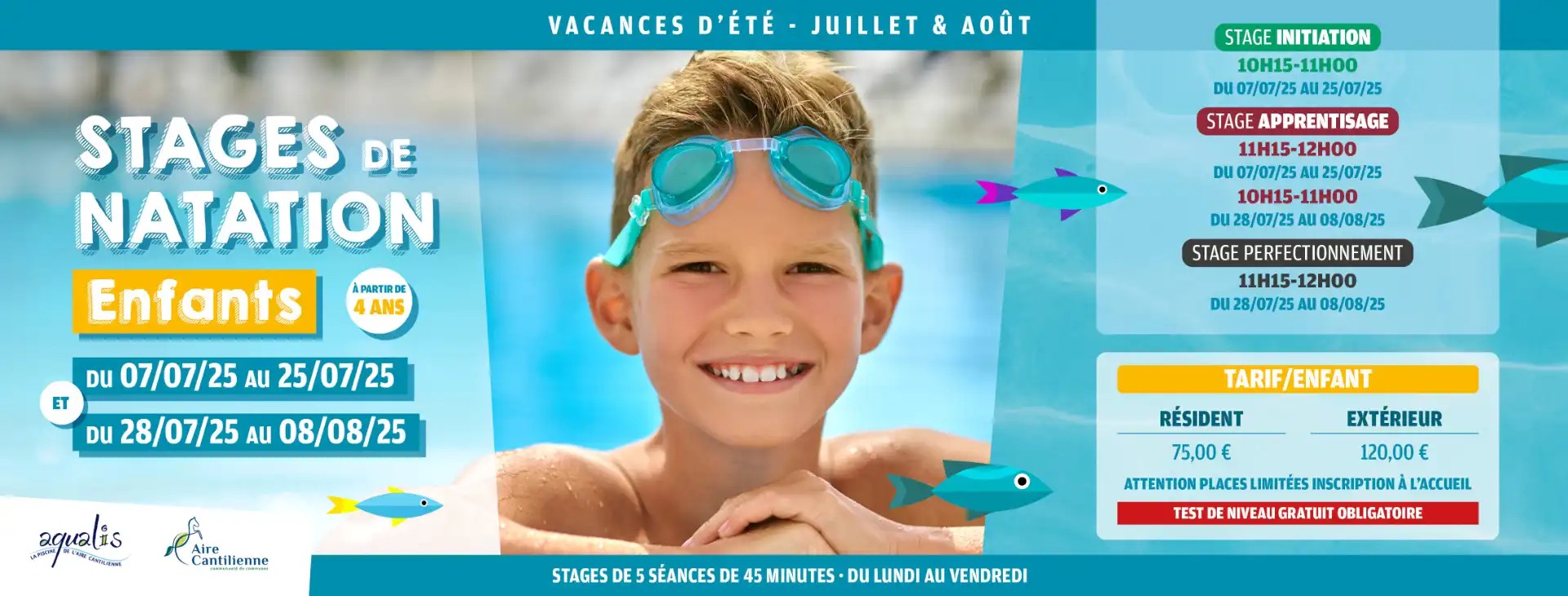 stages natation vacances d'été