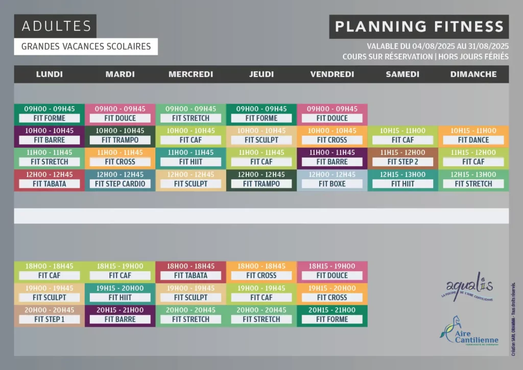 planning fitness août 2025