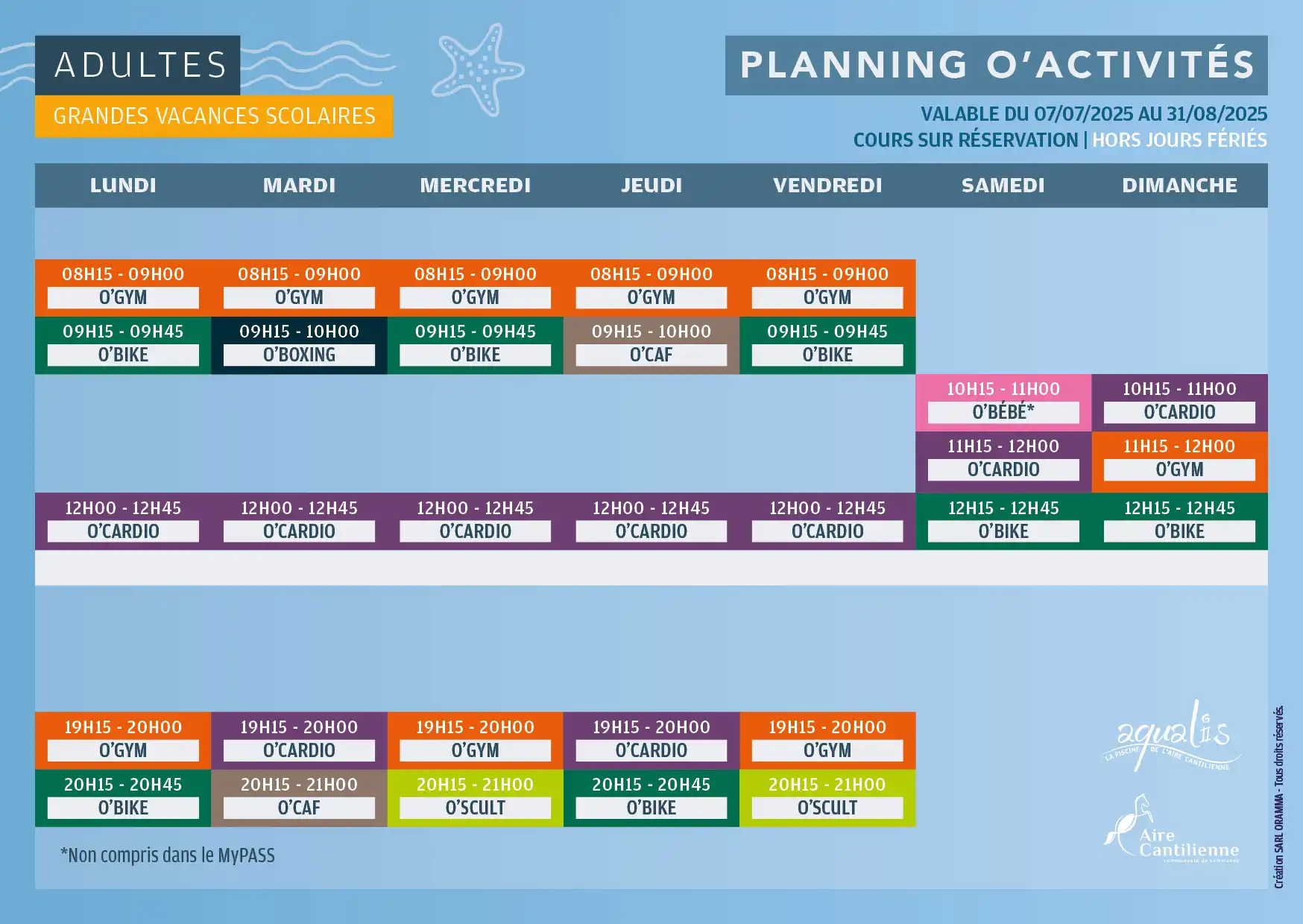 planning O'Activités vacances d'été